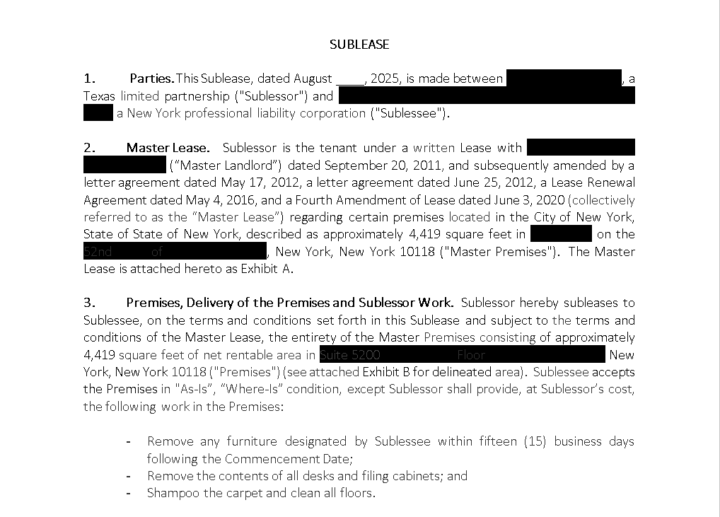Sublease page 1